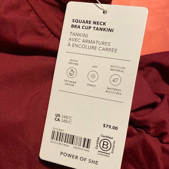 ❤️ Athleta Square Neck Bra Cup Tankini // CoffeeBerry - Picture 4 of 8